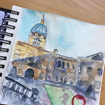 My project in Architectural Sketching with Watercolor and Ink course. Un progetto di Pittura ad acquerello di Anna Zhukova - 28.06.2020