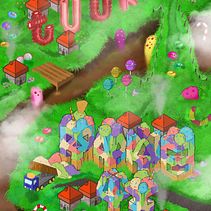 Candy town . Ilustrație tradițională de Marta Puertas - 08.19.2020