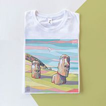 Camiseta Isla de Pascua. Design, Graphic Design, Traditional illustration, and Digital Illustration project by Desirée García Gutiérrez - 10.06.2020