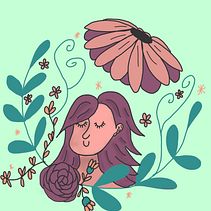 My project in Illustrated portraits with botanical elements course. Un proyecto de Ilustración botánica de Barbi Baráth - 31.12.2020