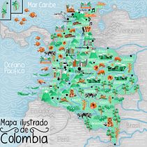 Colombia map . Ilustrație tradițională de German Parada Díaz - 04.20.2021