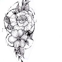 Floral, esboço para tatuagem . Un proyecto de Ilustración tradicional, Dirección de arte y Creatividad de Alê Resende - 04.08.2021