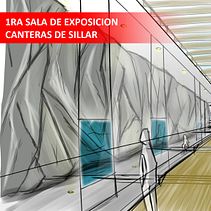 1RA SALA DE EXPOSICION - CANTERAS DE SILLAR DE AREQUIPA . Design, Arhitectură, Schițe, Design digital & Ilustrație arhitecturală de Sergio Escobedo Melgar - 09.11.2021