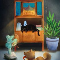 My project in Cinematic Digital Illustration with Photoshop course - cat and dog. Un proyecto de Ilustración tradicional, Ilustración digital y Concept Art de Kim Chen - 18.09.2021