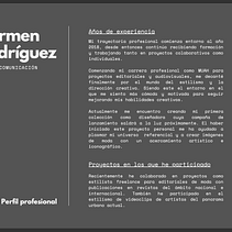 CV y perfil profesional Carmen Rodríguez Domínguez Ein Projekt aus dem Bereich Marketing, Multimedia, Social Media, Audiovisuelle Produktion, Kreativität, Modedesign und Digitales Marketing von Carmen Rodríguez Domínguez - 04.10.2021