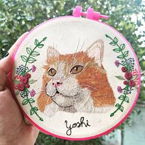 Meu projeto do curso: Needle painting para principiantes - Meu gato Yoshi. Un proyecto de Bordado e Ilustración naturalista				 de Jessica Botelho - 15.02.2021