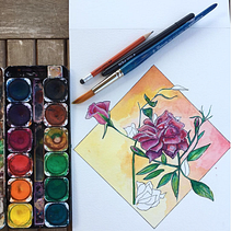 Watercolours roses. Fine Arts, Traditional illustration, Floral, Plant Design, Botanical Illustration, Artistic Drawing, and Watercolor Painting project by Giulia Lauren De Cesaris - 12.12.2021