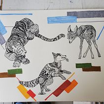 Zentangle Animals I did for my drawing class. Projekt z dziedziny Trad, c i jna ilustracja użytkownika Katerina Konstantinidou - 08.11.2021