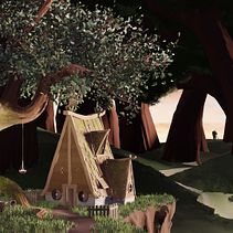 Wood Cabin. Un proyecto de Ilustración tradicional, Ilustración digital, Concept Art y Pintura digital de Luis Villalobos - 05.11.2021