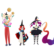 3 Circle witches: My project for course: Illustrated Characters Factory. Traditional illustration, Character Design, Digital Illustration, Children's Illustration, and Narrative project by Michelle Ribeiro - 06.03.2022