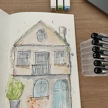 My project for course: Expressive Architectural Sketching with Colored Markers. Sketching, Drawing, Architectural Illustration, Sketchbook & Ink Illustration project by Van Dyck Elisabeth - 06.12.2022
