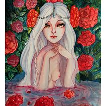 "Persephone" - My project for course: Fairy-Tale Illustration with Watercolors . Traditional illustration, Painting, Drawing, Digital Illustration, and Watercolor Painting project by Marigold Bells - 07.18.2022