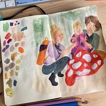 My project for course: Exploratory Sketchbook: Find Your Drawing Style. Ilustração tradicional, Esboçado, Criatividade, Desenho, Pintura em aquarela, Sketchbook, e Pintura guache projeto de Janneke Swinkels - 31.01.2023