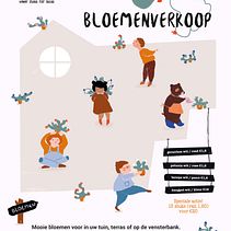 Affiche bloemenverkoop school. Ilustração tradicional, e Design gráfico projeto de femke_demarsin - 14.03.2023