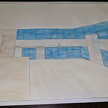 Perspectiva de cocina para trabajo final en el instituto. Ein Projekt aus dem Bereich Design, Architektur, L, schaftsbau und Architektonische Illustration von Jésica Palacio - 23.03.2023