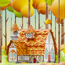 Autumn Barn: Modeling a Colorful 3D World in Cinema 4D and Redshift. Un proyecto de 3D, Ilustración digital, Modelado 3D y Diseño 3D de Eka Dewantara - 12.05.2023