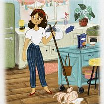 "If You Give a Mom a Mop" book illustrations. Traditional illustration, Graphic Design, Creativit, Children's Illustration, and Children's Literature project by Amber Waters - 05.21.2023