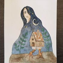 Baba Yaga. Watercolor Painting, Traditional illustration, and Artistic Drawing project by Maayan Abiri - 07.12.2023