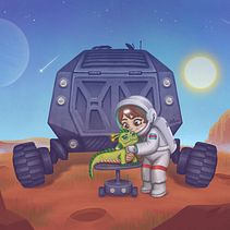 An astronaut veterinary . Traditional illustration project by Alini Laube - 06.17.2023