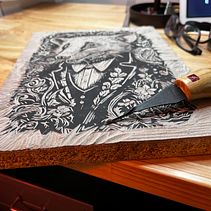 Fancy trash panda. Un proyecto de Ilustración tradicional, Artesanía, Bellas Artes, Estampación e Ilustración con tinta de Paul Bouwhuizen - 02.03.2024