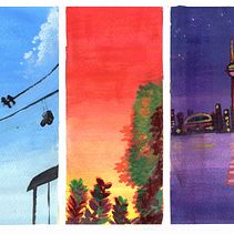 Three Skies painting in Gouache. Ilustração tradicional, Pintura guache, e Artesanato projeto de Sarah Lou - 05.12.2023