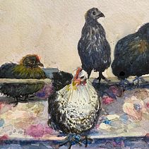 Watercolor Chickens. Painting project by Linda Wåhlander - 01.21.2024