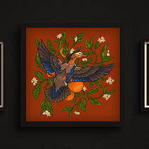Illustrations triptych of mandarin ducks. Un projet de Illustration numérique de Magdalena Lipowiec - 29.02.2024