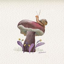 Mashroom. Projekt z dziedziny R, sunek c, frow, Malarstwo c, frowe,  R, sunek i Malowanie akwarelą użytkownika Amna Albanna - 08.04.2024