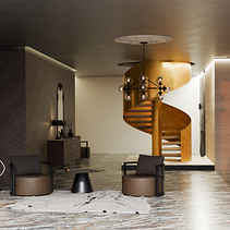 BEACH APARTMENT, GOLDEN STAIRS. Design, Architecture & Interior Architecture project by RAFAŁ CZARLIŃSKI - 11.03.2023