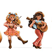 Folk Band Character Lineup Ein Projekt aus dem Bereich Digitale Illustration, Design von Figuren und Kinderillustration von Sydney Zeigler - 20.06.2024