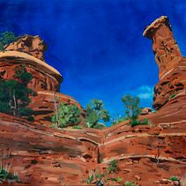 Sedona Rocks Landscape Acrylic Painting. Ilustração tradicional, Artes plásticas, Ilustração naturalista, Pintura Acrílica, e Pintura projeto de Nicole Roberts - 16.05.2024