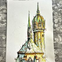 Mein Abschlussprojekt für den Kurs: Expressive Architekturskizzen mit Markern. Un projet de Esquisse , Dessin, Illustration architecturale, Carnet de croquis et Illustration à l'encre de Julie Boehm - 04.08.2024