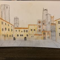 The Piazza . % Richard Wilkin tarafından hazırlanan Eskiz çizimi, Ve Renkli Kalem Çizimi projesi - 01.13.2025