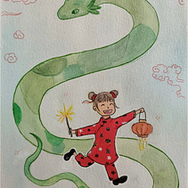 Lunar New Year . Un projet de Illustration traditionnelle, Aquarelle et Illustration jeunesse de Miriam Rute - 30.01.2025