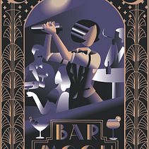 Poster "Bar MOON" for course "Art Deco" . % Julia Pinezhaninova tarafından hazırlanan Güzel sanatlar, Poster Tasarımı, Geleneksel illüstras, on, Dijital İllüstras, Ve on projesi - 03.11.2025