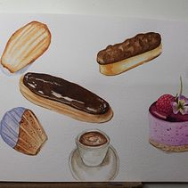 Pintando Pâtisserie . Un progetto di Illustrazione tradizionale, Belle arti, Pittura e Pittura ad acquerello di Edi Assis - 30.04.2025