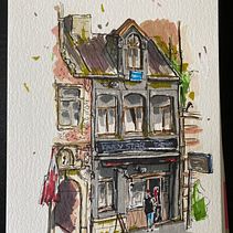 Kinky Star in Gent - Pen en marker. Projekt z dziedziny  R, sunek architektoniczn,  R, sunek,  R, sunek atramentem, Sketchbook i Sketching użytkownika Ger Hermsen - 31.07.2025