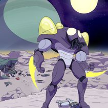 Mercenario espacial. Un proyecto de Diseño de personajes, Ilustración tradicional, Ilustración digital, Concept Art, Videojuegos y Diseño de videojuegos de Héctor Añor de Maya - 27.02.2026