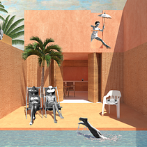 Casa de férias. Un proyecto de Arquitectura, Diseño gráfico, Arquitectura interior, Diseño de interiores, Paisajismo, Collage, Arquitectura digital e Ilustración arquitectónica de Teresa Rangel - 23.06.2026