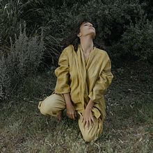 /yellow dye on linen