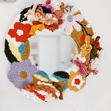 Punch needle flower mirror