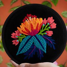 My course project: Floral composition with acrylic and embroidery