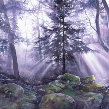 "Solitude in the Semi-Darkness" - how to paint trees in the misty forest