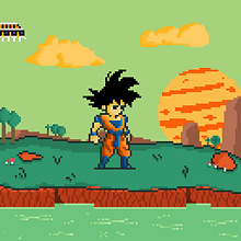 Goku, el protagonista de mi proyecto para "Animación de personajes en pixel art para videojuegos"