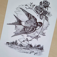 Andorinha - uma ilustração com caneta Bic