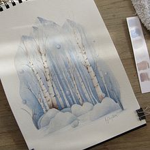 Bosque de abedules en invierno