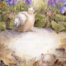 Cute Little Snail. Watercolor Illustration