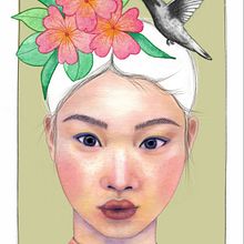 Retrato de chica con colibrí