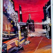 Paysage nocture avec palette rouge