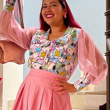 Blusa hecha con toallas de cocina vintage